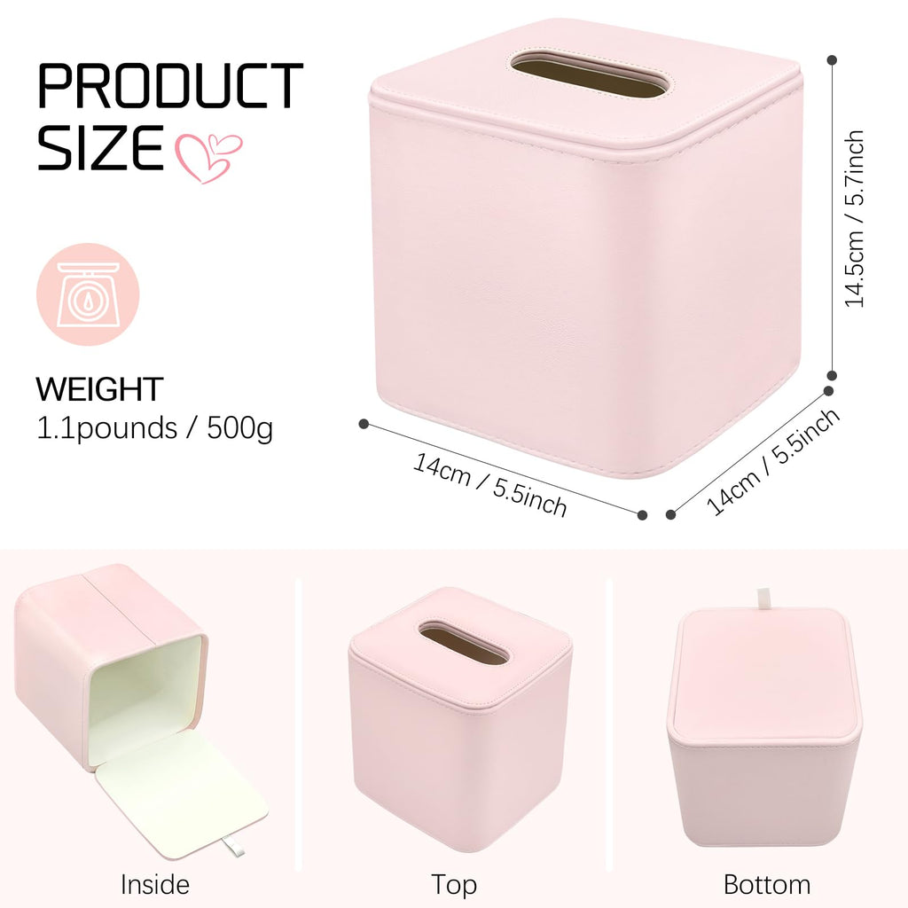 TNIIFXC Tissue Box Holder Square PU Leather Stylish Facial Tissue Box with Magnetic Closure Decorative Cube Tissue Box Cover for Bathroom Vanity Office