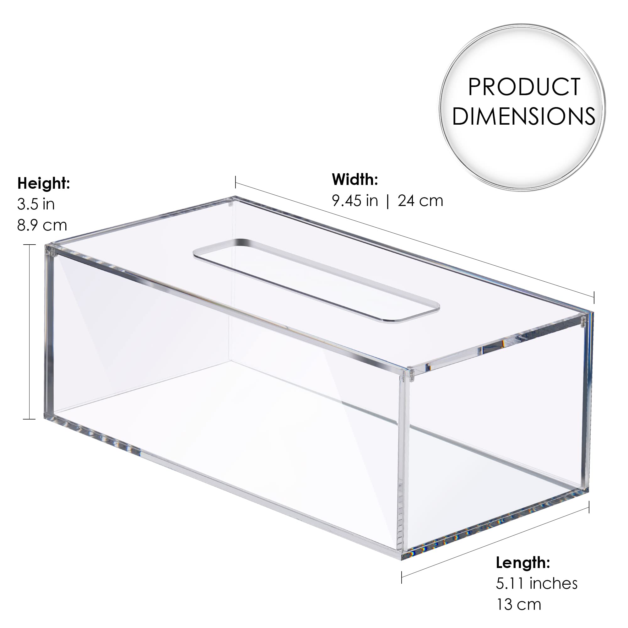 Elavain Clear Tissue Box, Acrylic Facial Tissue Box Holder Rectangular Bathroom Tissue Holder, Modern Tissue Dispenser Decorative Box, Tissue Holders | Use with Tissues Only- Original Box Will Not Fit