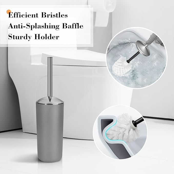 ALPIRIRAL Grey Bathroom Accessories Set, 10Pcs Bathroom Accessory Set with Trash Can, Soap Dispenser and Toothbrush Holder, Soap Dish, Cotton Ball & Qtip Holder, Toilet Brush Holder, Tissue Box Cover
