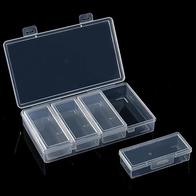 MatFirsmo Cotton Swab Holder for Travel, 4 In 1 Portable Small Dental Floss Holder, Travel Floss Picks Case with Dustproof Lid, Clear Plastic Small Travel Containers for Cotton Bud Hair Ties