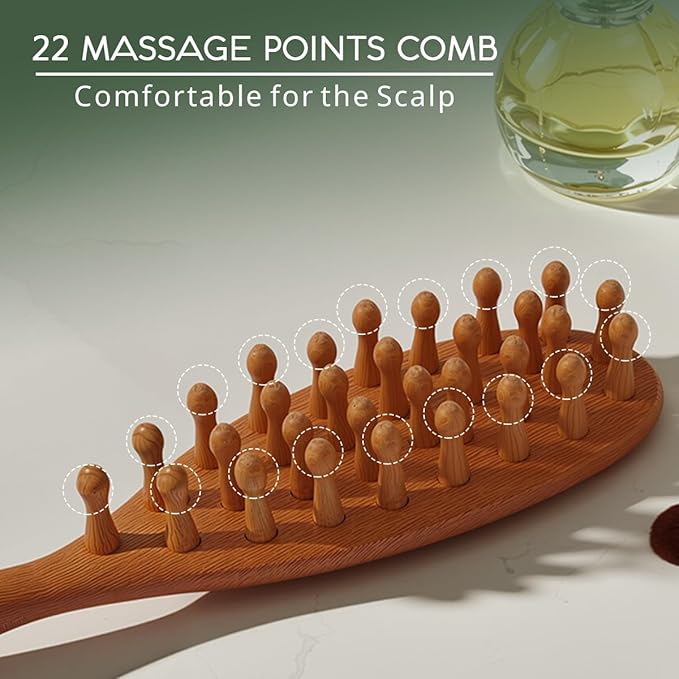 iunxkmi Wooden Scalp Massage Comb - Sandalwood Head Massager Tool, Gua Sha Brush for Women Men Hair Growth