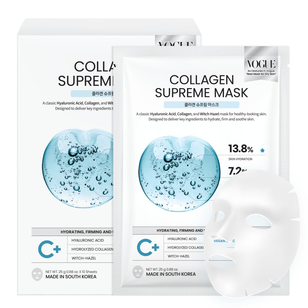 #OOTD Korean Face Sheet Mask Kit, Collagen, Cica, Ceramide, Retinol, 5-Pack