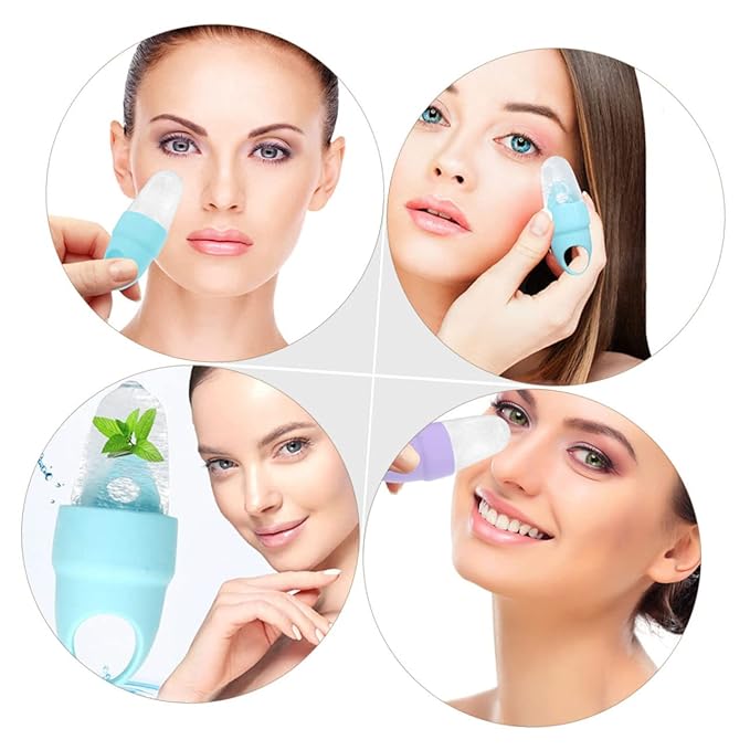 2pcs Silicone Facial Ice Mold for Eye Puffiness Relief Portable Face Massage Roller Compact Ice Compress Tool for Morning Swelling and Pore Shrinking