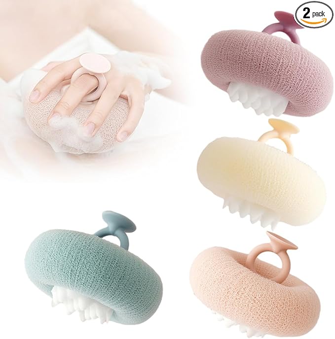 Super Soft Sunflower Suction Cup Bath Ball, 2026 Upgraded 2-in-1 Sunflower Bath Ball Exfoliating Bath Sponge Cleaning Brush, Sponge Mesh Pouf Shower Ball for Women, Men Shower (Colorful-4)