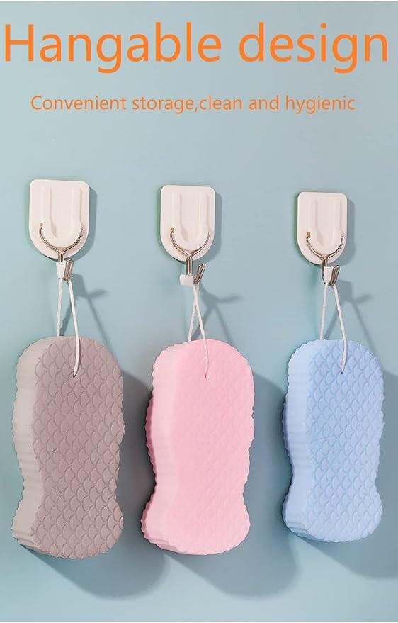 2 Pcs Magic Exfoliating Bath Sponge,3D Super Soft Body Exfoliating Bath Sponge for Adults Children and Pregnant Women Skin Friendly and Reusable. (Blue+Gray)