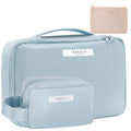 Queboom Travel Makeup Bag Cosmetic Bag Makeup Bag Toiletry bag for women and men (Blue-3pcs)