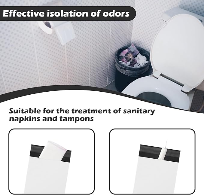 200 Pcs White Sanitary Napkin Disposal Bags,Sealable Tampon Disposal Bags, Prevents Odours Thickened Size Feminine Hygiene Bag for Sanitary Napkins and Pads,Disposable Tampon