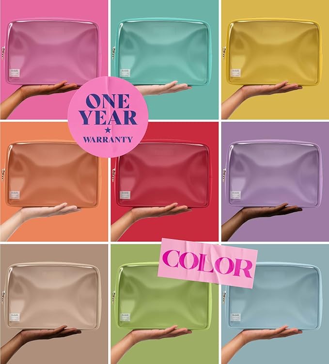 Embla Clear Cosmetic Bag Makeup Case, Clear Zipper Make Up Pouch and Toiletry Travel Tote, Cute Skincare Pouches for Women Girls, Preppy Purse Cosmetic Organizer, Large Makeup Bags, Sand