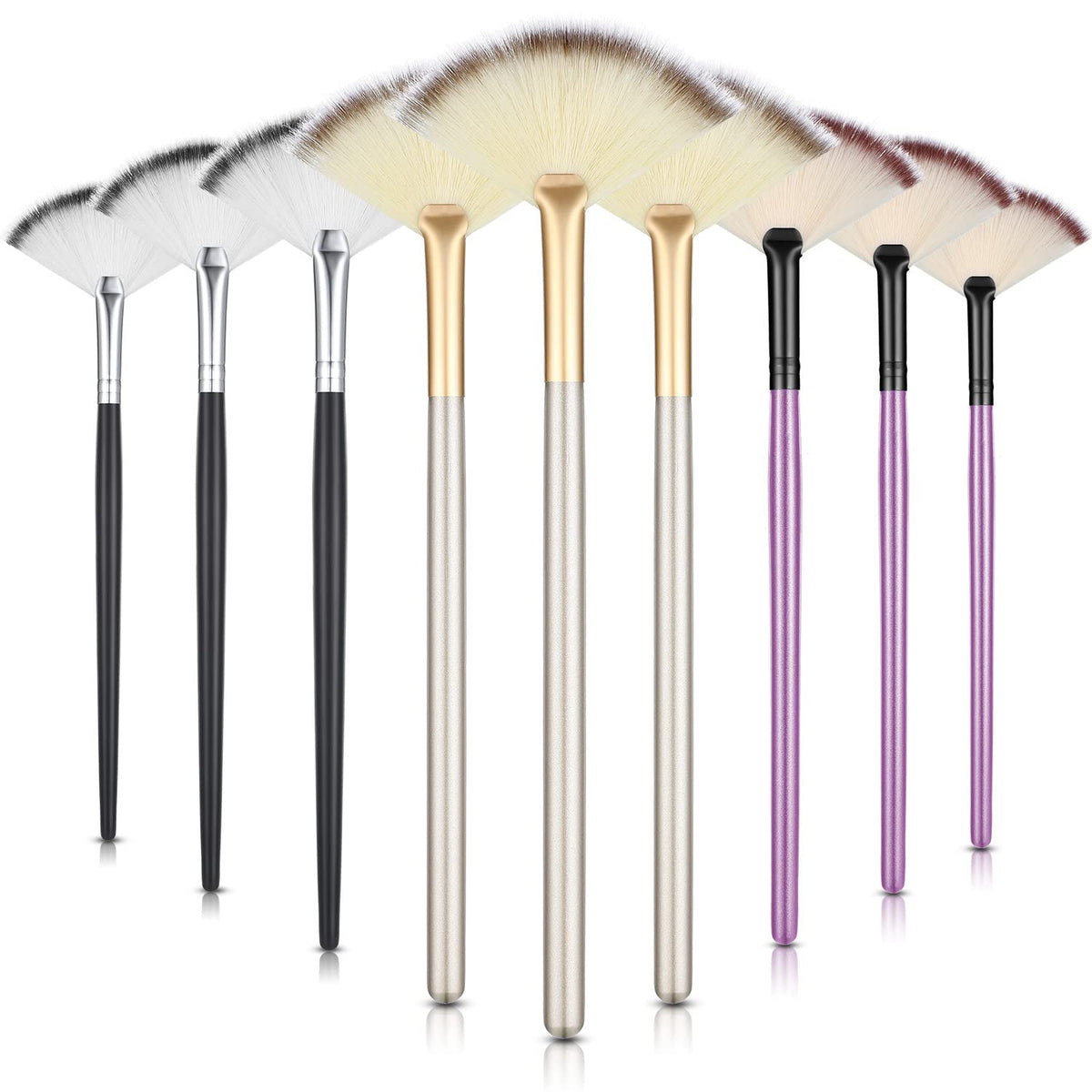 Maitys 9 Pieces Facial Fan Mask Brushes, Brown