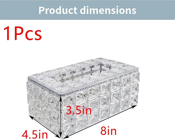 Geesatis Tissue Box Cover,Rectangle Tissue Box Holder,Silver8''x4.5''x3.5''