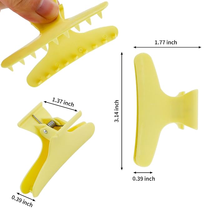 BAHABY Hair Clips for Styling Sectioning 12 Pack Pink Yellow Blue Butterfly Clamps Hair Claw Clips Pro Salon Hair Clips for Styling, Sectioning, Cutting and Coloring