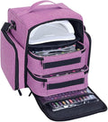 YAHOURWAT Nail Polish Organizer Holds 60 Bottles and a Nail Lamp,Portable Travel Case with 2 Removable Bags and Tools Storage Pockets Purple