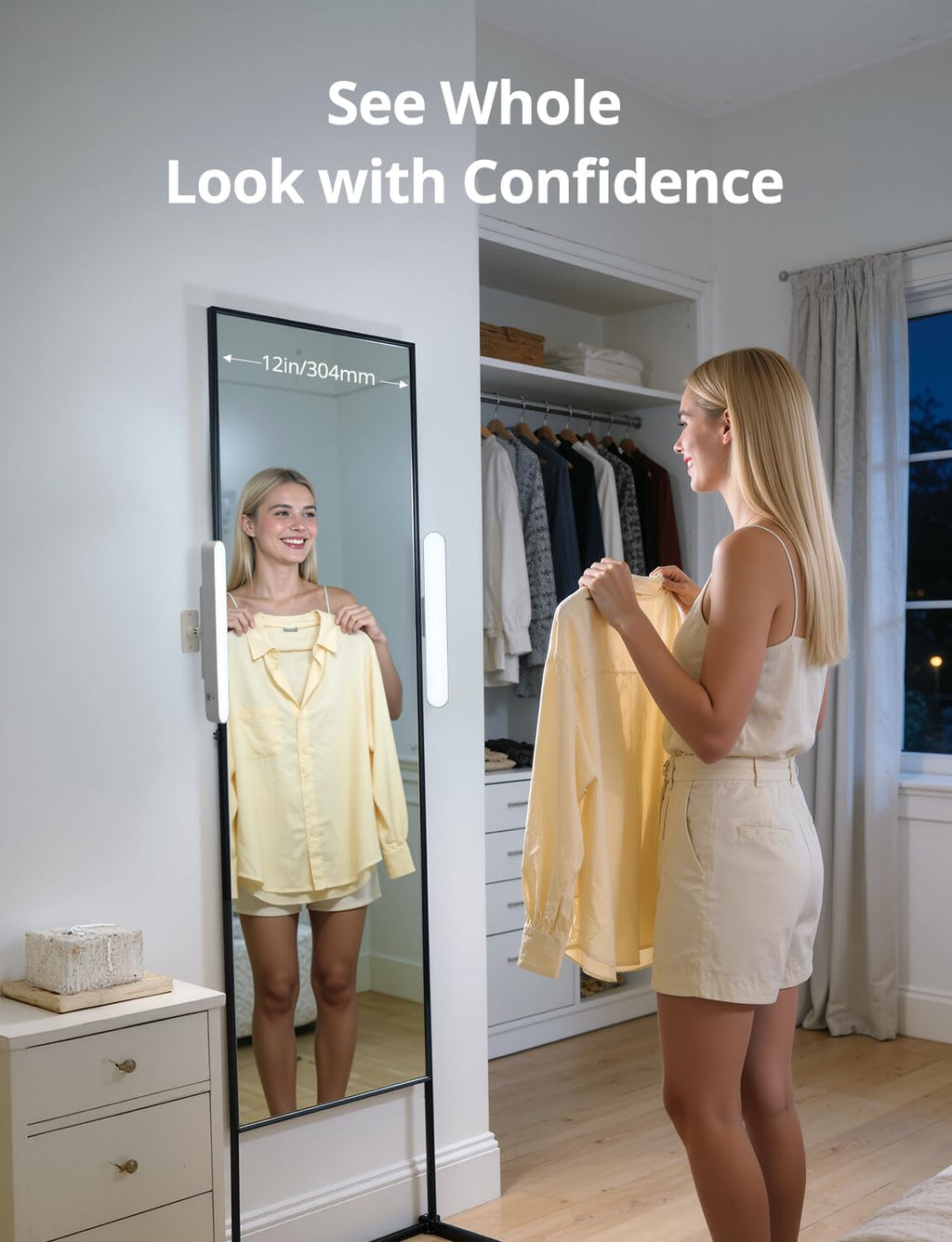 Combuh 2 Pack Battery Operated Bathroom Mirror Lights Bar for Vanity Stick on, Rechargeable 14 Days Extended Battery Life Bright Make up Lighting Cordless 360° Adjustable Luces para Espejo for Desk