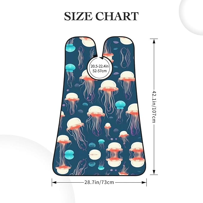 Jellyfish Pattern Print Beard Bib Shaving Apron, Beard Hair Trimming Cape Gift For Dad