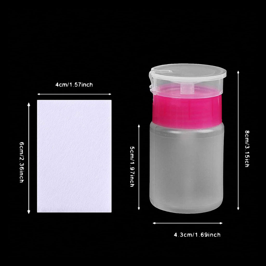 1000PCS Nail Cotton Pads,1pcs Push Down Pump Dispenser Bottle for Nail Alcohol Polish Removal,Nail Wipes,Lint Free Wipes for Acrylic Nails,Gel Residue Wipe Off Solution for Nails