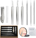 8PCS Professional Salon Grade Blackhead Remover Tool Kit, Comedone Extractor Set for Facial Acne Pimple Blemish Whitehead, Comes with 10X Magnifying Mirror & 20 Alcohol Prep Pads