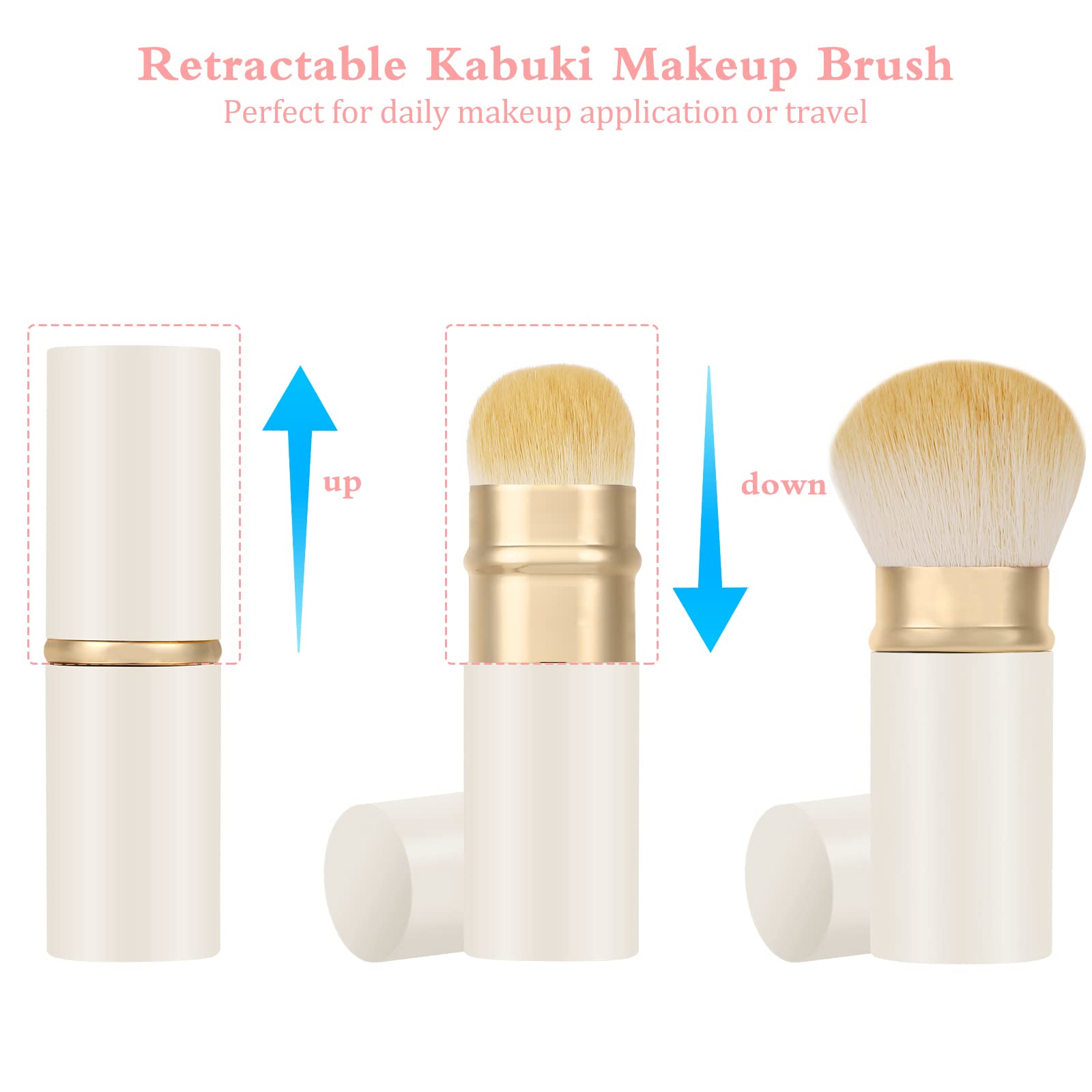 Retractable Kabuki Makeup Brush, Travel Face Blush Brush
