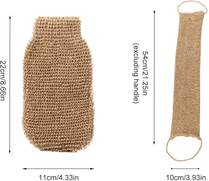 Elolicu Jute Back Wash Strap, Hemp Back Scrubber Double Sided Natural Exfoliating Hemp Gloves Massage Strap Body Towel Brush Shower Exfoliating Belt for Back Bath Deep Clean Invigorate Your Skin