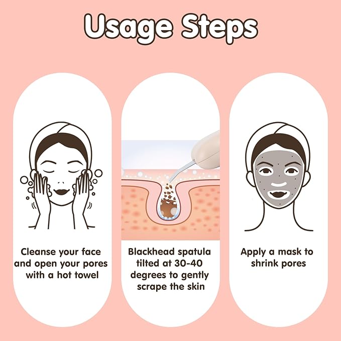 Skin Scrubber Blackhead Scraper Face Spatula Blackhead Remover Tool Gentle Facial Nose Pore Cleaner for Deep Cleaning Smooth Stainless Steel Skin Blackhead Removing Master for Women Men