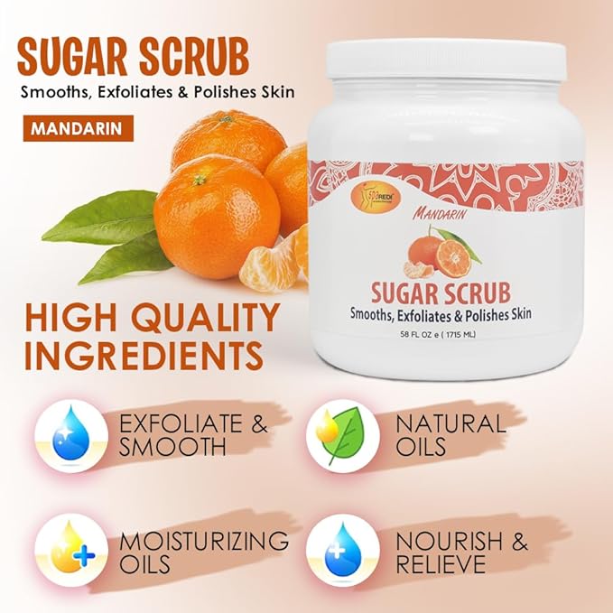 SPA REDI Exfoliating Body Scrub | Dual-Action Exfoliant & Moisturizer with Scrub & Lotion in One Scoop for Glowing, Deeply Moisturized, and Touchably Soft Skin 58 Oz