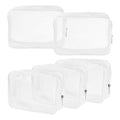 Wobe 5 Packs Clear Cosmetics Bag TSA Approved, PVC Zippered Toiletry Carry Pouch Portable Makeup Bag for Vacation Travel, Bathroom and Organizing Waterproof Makeup Vinyl Case (Large, White)