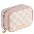 RIGHT AWAY Makeup Bag,Travel Cosmetic Bag Organizer with Zipper,Waterproof Toiletry Bags Makeup Pouch for Purse, Small Make Up Bag &Cases with Compartments for Women Girls（Pink Checkerboard）