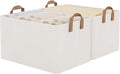 StorageWorks Fabric Storage Bins, Extra Large Storage Baskets for Shelves, Closet Organizers and Storage Bins with Metal Frame, Handles, Jumbo, Natural Color, 2-Pack
