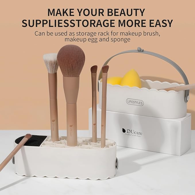 DUcare Makeup Brush Cleaner Mat 4 in 1 Silicone Makeup Brush Cleaner Bowl Cosmetic Brushes Cleaning Tool Organizer for Storage and Air Drying