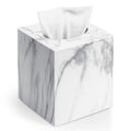 Tissue Box Cover,Square Acrylic Tissue Holder with Non-Slip Base,Marble