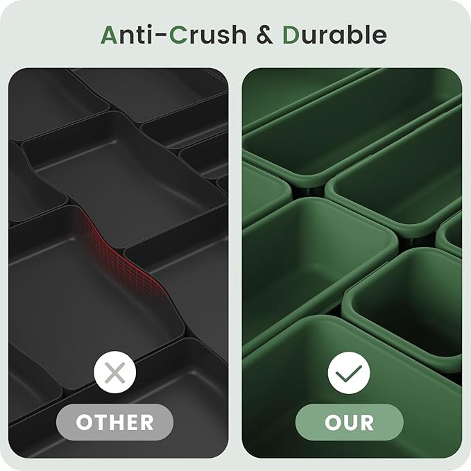 【Military Grade】A-LuGei Drawer Organizer,【𝟱𝗦𝗶𝘇𝗲】Makeup organizer,【Holds 177 Items】Bathroom Organizers and Storage,Organization and Storage,Desk Drawer Organizer for Vanity【Green】