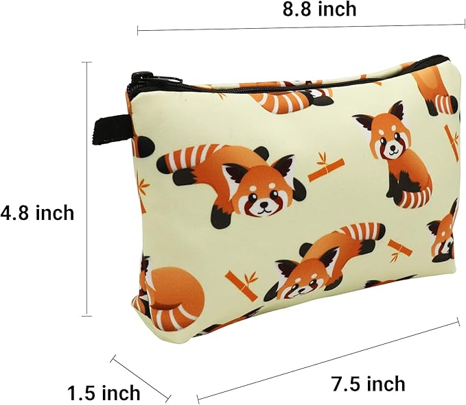 Aiphamy Cute Travel Makeup Bag Cosmetic Bag Small Pouch Gift for Women (Red Panda)