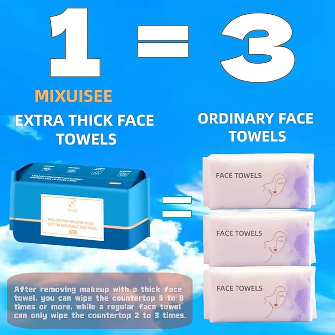 MIXUISEE◆thick and soft Face Towels.Disposable face towel.100% Cotton facial cloths.Super thick 150%. Suitable for makeup removal and cleansing.and applicable to sensitive skin(Extra thick 420 pieces)