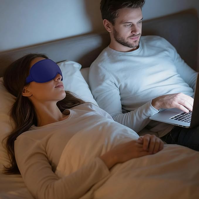 Vynix® Sleep Mask for Men Women - 100% Blackout Eye Masks for Sleep - 3D Soft Sleeping Mask for Side Sleepers - Zero Pressure Lash Extensions Eye Cover Shade for Airplane Travel Essentials, Blue