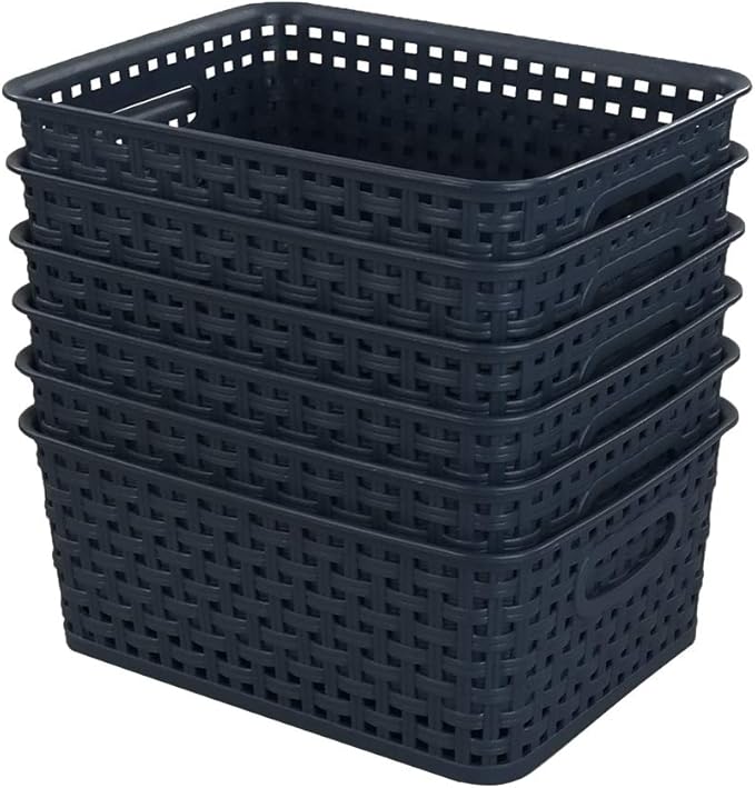 Sandmovie Plastic Weave Storage Baskets for Kitchen Bathroom
