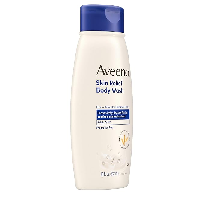 Aveeno Skin Relief Body Wash with Triple Oat Complex, Fragrance-Free, Gentle Daily Body Wash for Sensitive Skin Leaves Itchy, Dry Skin Feeling Soothed & Moisturized 18 Fl Oz