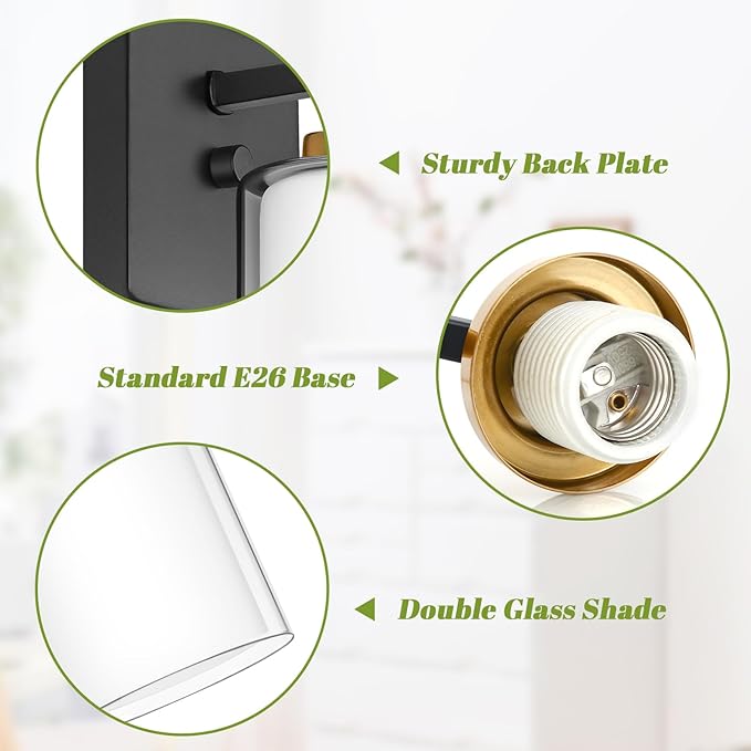 VerRon Set of 2 Wall Sconces for Bathroom, Modern Vanity Light Fixtures
