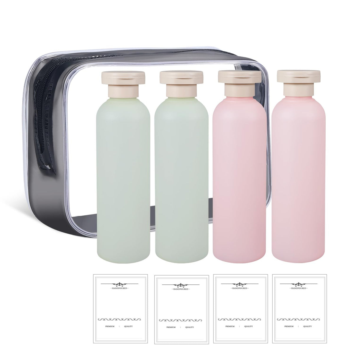ASEVAT 6.7 oz Leak-Proof Travel Bottles, 3 Pack Refillable Plastic Squeeze Vessels with Caps, Portable Containers for Shampoo, Lotion, Cream & Daily Liquids