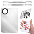 2 Pcs Makeup Mixing Palette with 2 pcs Foundation Spatula, Stainless Steel Cosmetic Makeup Palette Tray Professional Nail Mixing Tray for Foundation, Lipstick, Nail Art and More