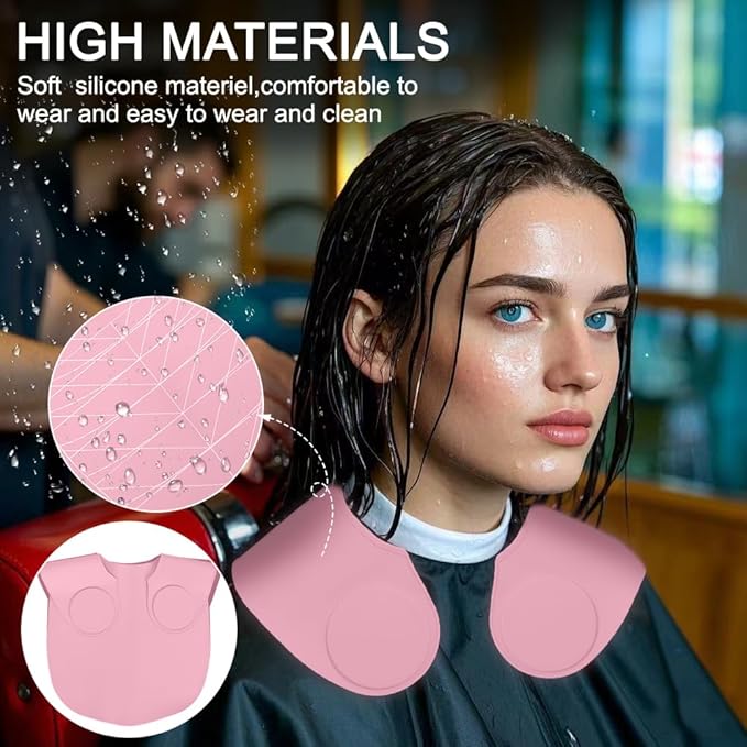 Derkerry Silicone Hair Cutting Guide Collar Waterproof Cutting Mat - Pink
