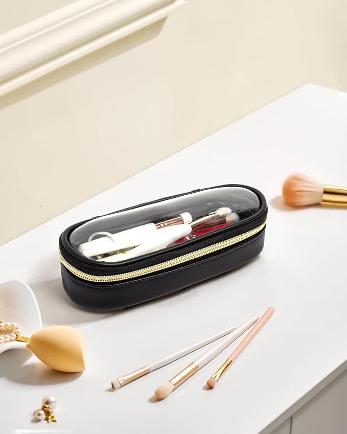 FFpaw Clear Makeup Brush Holder, Travel Makeup Brush Pouch Makeup Brush Bag Organizer Makeup Brush Travel Case with Zipper Waterproof Makeup Travel Case Cosmetic Bag for Women