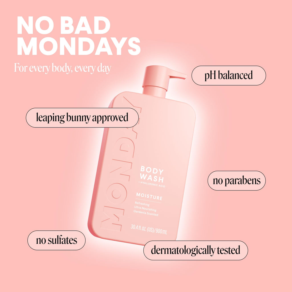 MONDAY HAIRCARE MOISTURE Body Wash in Fresh Gardenia with Hyaluronic Acid & Shea Butter for All Skin Types, 900 mL