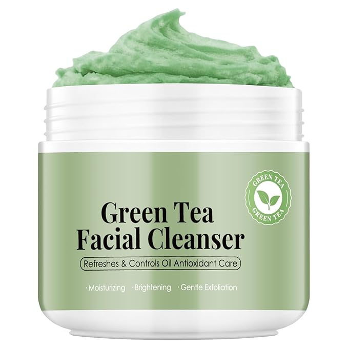 OUPEICHARM Green Tea Mochi Face Cleanser Wash Cream,Moisturizing,Deep-Cleansing,Oil Control,Makeup Cleansing Balm for Women for All Skin Types（5.29oz）