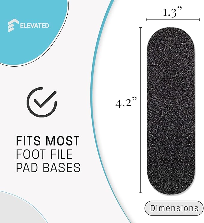 Professional Pedicure File Refills - Pack of 50 Foot File Replacement Pads - Black - Disposable Foot Files for Pedicures - Pedi Foot File Pads with Water Resistant Strong Adhesive (180 Grit)