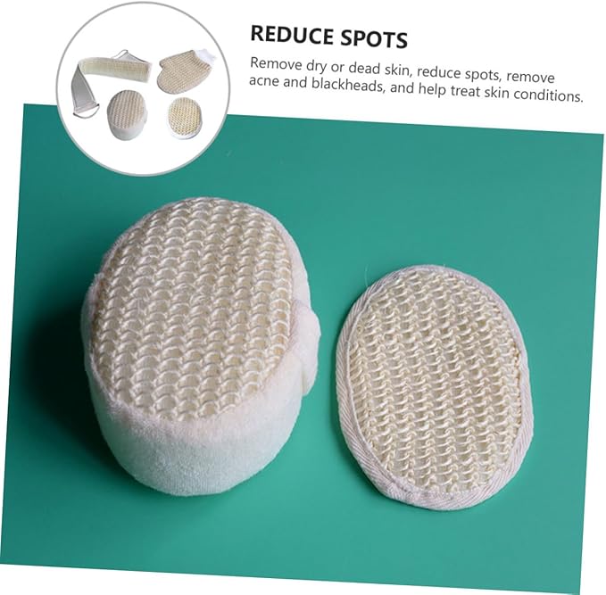 Vaguelly 4-Piece Back Scrubber Set Adjustable Bath Strap Glove Sponge for Shower for Relaxation and Exfoliation