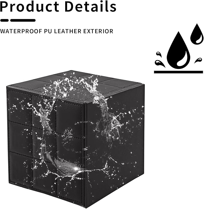 Tissue Box Cover Square Tissue Box Holder PU Leather Facial Organizer with Magnetic Bottom,Decorative Napkin Caddy for Vanity Dresser Night Stand Table Countertop Home Office Car,Black