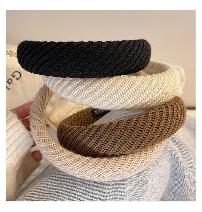 DOXISHRUKY Headbands for Women Wide Knitted Hairbands Fashion Non Slip Headband for Women's Hair Cute Solid Colors Hair Accessories 4pcs