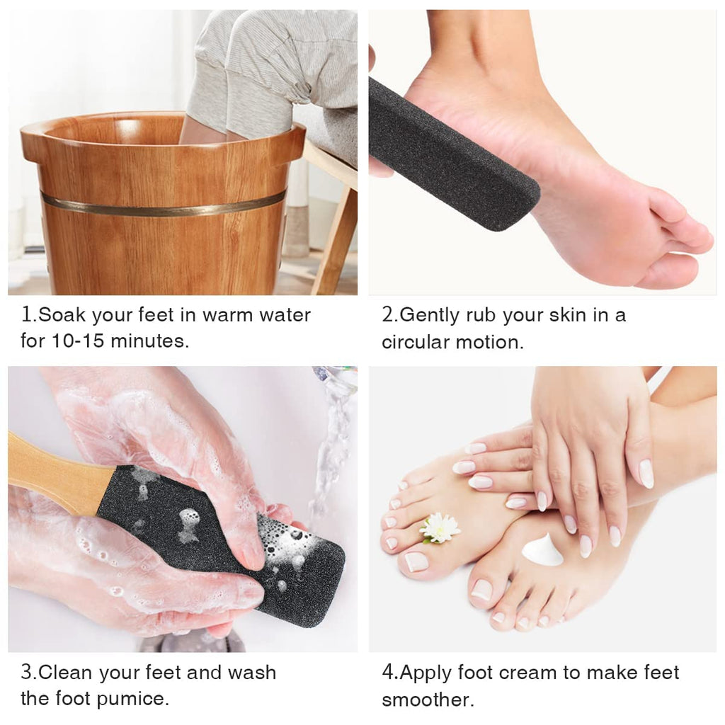 Pumice Stone Foot File, Wooden Handle Foot Scrubber & Callus Remover