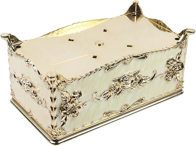 Geesatis Tissue Box Cover,1 Pcs Gold 9.5''x5.5''x4.5''