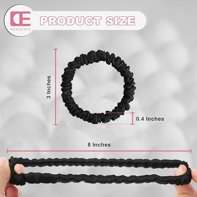 6PCS 100% Mulberry Silk Scrunchies Small Black Silk Hair Ties No Damage Satin Hair Scrunchies for Women Girls Simple Versatile High Elasticity DEMAZALO