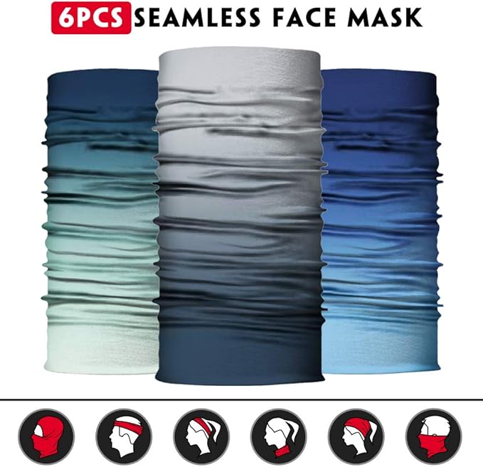 Venswell Neck Gaiter Mask for Men Women, Seamless Bandana Rave Face Cover, Magic Face Scarf, Balaclava,Headband, Headwrap, Headwear (A-Gradient)
